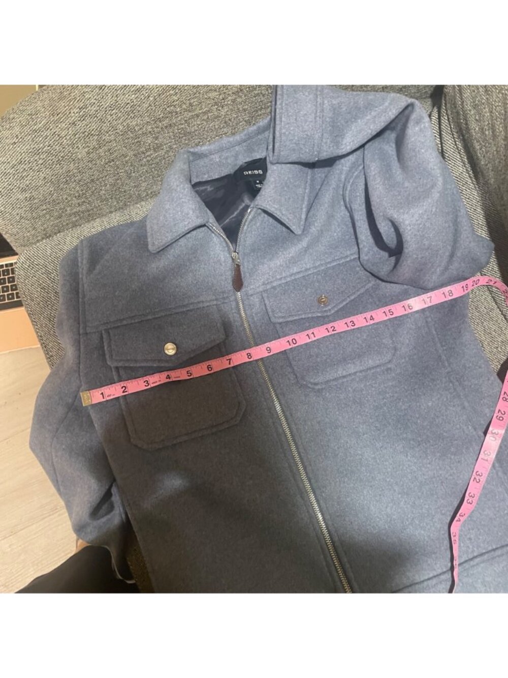 Reiss peridoe zip up trucker jacket in sky blue - Picture 11 of 12